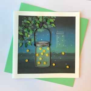 Carte d'insectes éclairs, carte de voeux quilling, carte de voeux faite main, cartes quilling, cartes quilling, carte de voeux