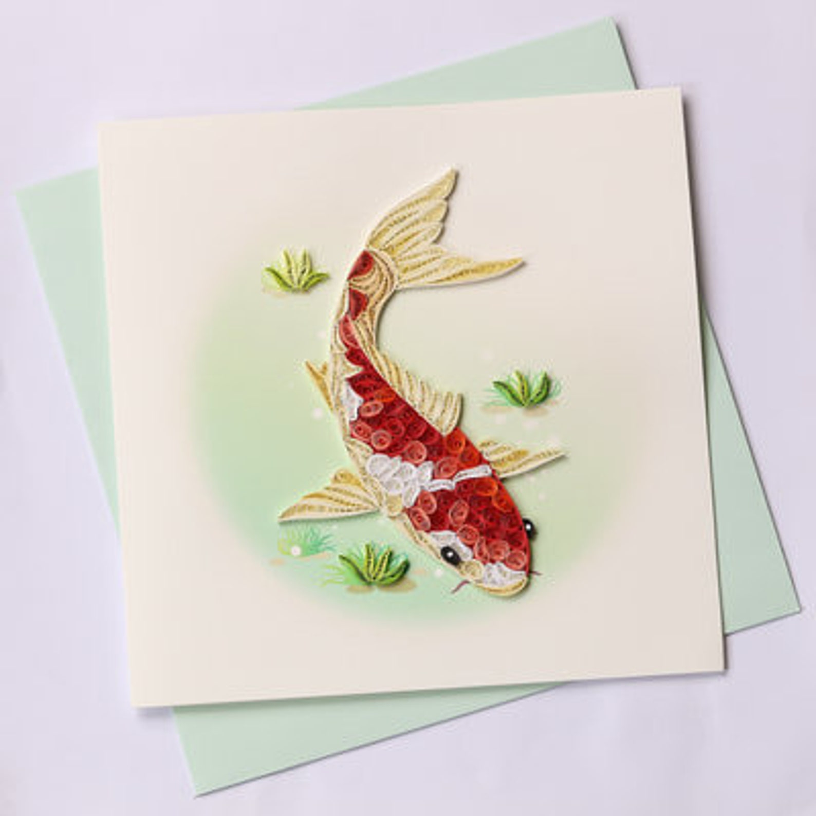 Koi Card Quilling Greeting Card Handmade Greeting Card Etsy