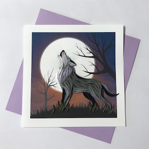 Carte de voeux Wolf Quilling, carte de voeux faite main, cartes quilling, cartes quilling, Quilling, carte faite main