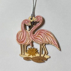 Flamingo ornament, handmade ornament, quilling, quilled ornament, handmade ornament, handmade gift, Christmas ornament
