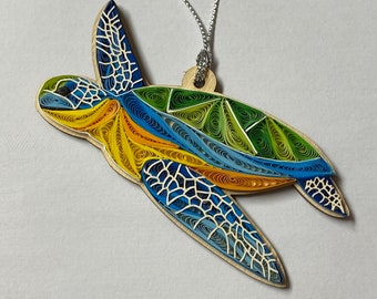 Sea turtle ornament, handmade ornament, quilling, quilled ornament, handmade ornament, handmade gift, Christmas ornament