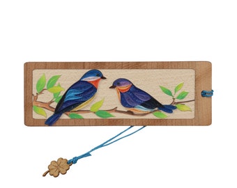 Marque-page Blue Birds, Quilling Bookmark, Marque-page, cartes quilling, cartes piquantes, Quilling, Marque-page fait main