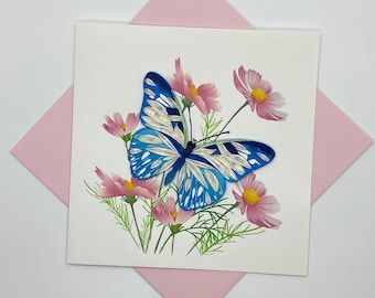 Butterfly Quilling Greeting Card, handmade greeting card, quilling cards, quilled cards, Quilling, Handmade Card