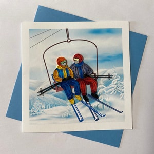Carte de ski, Carte de vœux quilling, carte de vœux faite à la main, cartes de quilling, cartes matelassées, carte de vœux