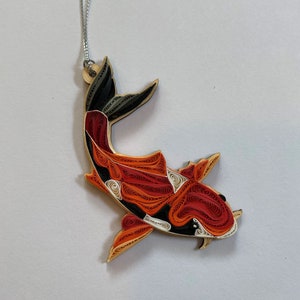 Koi ornament, handmade ornament, quilling, quilled ornament, handmade ornament, handmade gift, Christmas ornament