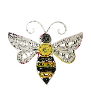 Bee Ornament, Eco-Art, Recycled, Quilled Paper, Christmas Decor, Recycled Handmade Decor, Wall Art, quilling card, quilling ornament