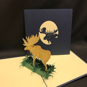 Elch 3-d Pop-up-Karte, 3-D-Pop-up-Karte, 3D-Geburtstagskarte, Popup-Karte, Grußkarte, 3D Popup-Karte, 3D Popup-Grußkarte, PoppinPaper