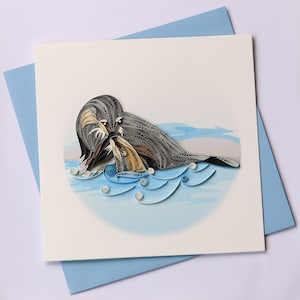 Otter Quilling Greeting Card, Quilling Cards, Birthday Cards, Greeting Cards, Handmade Greeting Card, Handmade Card