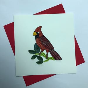 Cardinal Quilling Greeting Card, quill card, quilling card, Cardinal, bird card