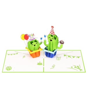 Cactus, Feliz Cumpleaños 3-d tarjeta emergente, Tarjeta de cumpleaños 3D, Tarjeta emergente