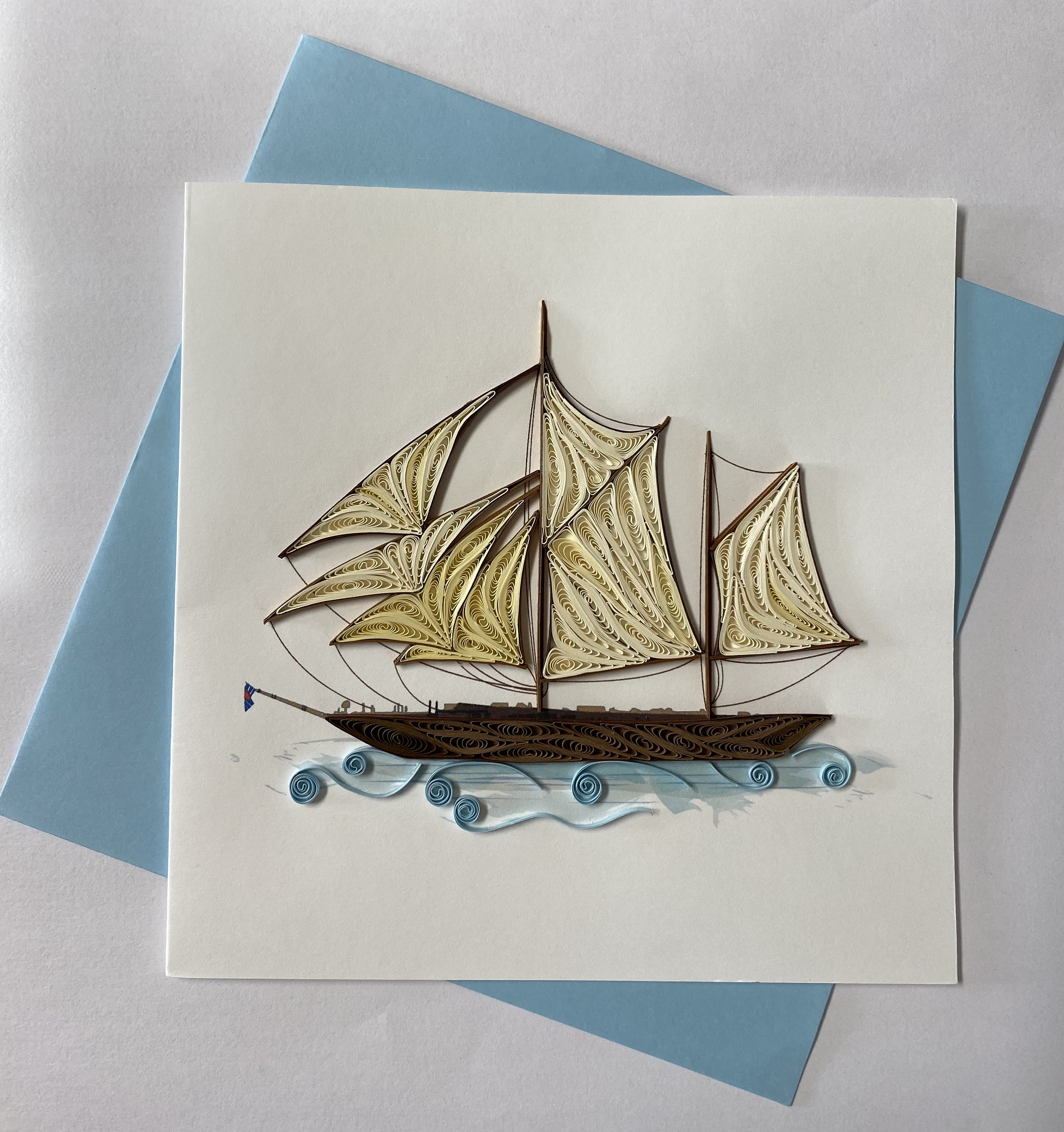Ship Card, Quilling Greeting Card, handmade greeting card, quilling cards, quilled cards, Greeting Card