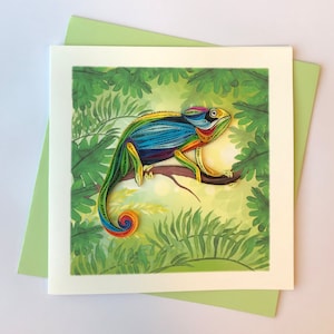 Chameleon Quilling Greeting Card, Quilling Cards, Birthday Cards, Greeting Cards, Handmade Greeting Card, Handmade Card