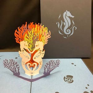 Seepferd 3-d Pop-up-Karte, Searhose Karte, Seepferdchen-Grußkarte, Sealife Karte