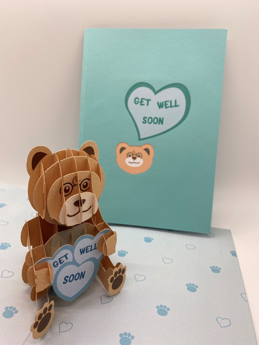 Get Well Card, Pop up Card, 3-d Pop up Card, Popup Card, 3d Popup Card, Poppin Paper, Greeting ...