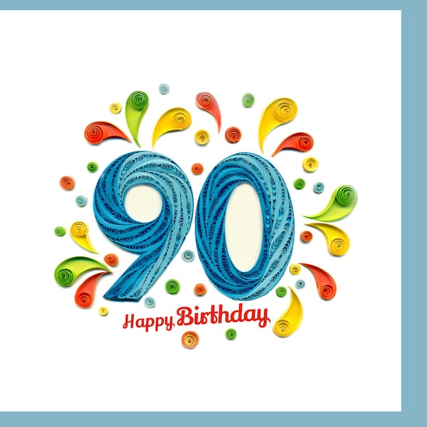 90th Birthday Card, Happy 90th Birthday, Quilling card, birthday card