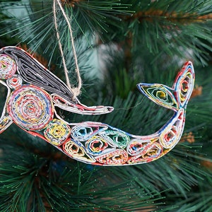 Mermaid Ornament, Eco-Art, Recycled, Quilled Paper, Christmas Decor, Recycled Handmade Decor, Wall Art, quilling card, quilling ornament