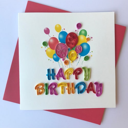 Happy Birthday Quilling Greeting Card Handmade Greeting Card Etsy
