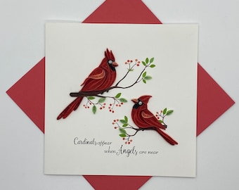 Cardinal Sympathy Quilling Greeting Card, handmade greeting card, quilling cards, quilled cards, Quilling, Handmade Card