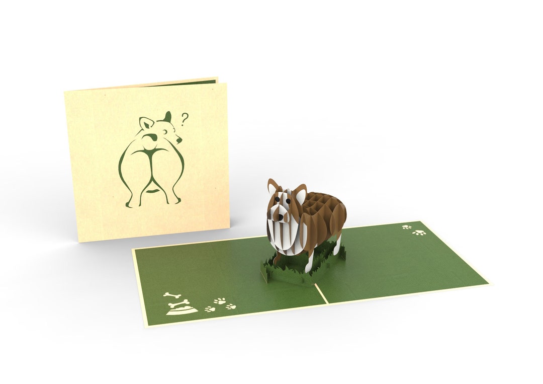 Corgi Greeting Card, Happy Birthday 3-d Pop up Card, 3D Birthday Card ...