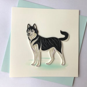 Husky Dog Card, Quilling Greeting Card, handmade greeting card, quilling cards, quilled cards, Greeting Card
