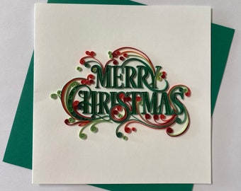 Christmas Card, Quilling Greeting Card, handmade greeting card, quilling cards, quilled cards, Greeting Card