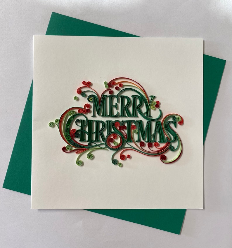 Christmas Card, Quilling Greeting Card, handmade greeting card, quilling cards, quilled cards, Greeting Card image 1