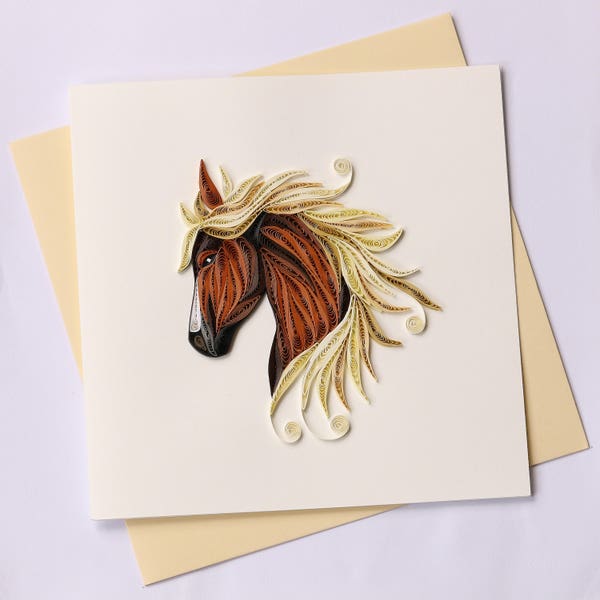 Horse Quilling Greeting Card, Quilling Cards, Birthday Cards, Greeting Cards, Handmade Greeting Card, Handmade Card