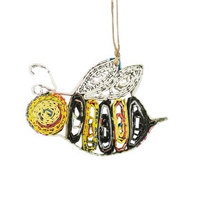 Bee Ornament, Eco-Art, Recycled, Quilled Paper, Christmas Decor, Recycled Handmade Decor, Wall Art, quilling card, quilling ornament