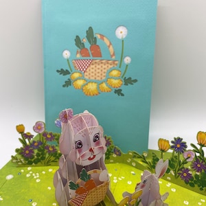 Carte lapin, carte pop-up, carte pop-up 3D, carte popup, carte popup 3D, papier pop-up, carte de voeux, carte popup en papier, carte de voeux