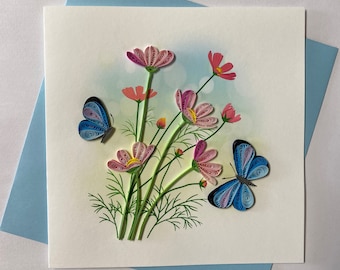 Butterfly Card, Quilling Greeting Card, handmade greeting card, quilling cards, quilled cards, Greeting Card