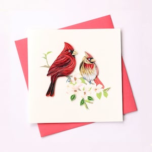 Cardinal Quilling Greeting Card, handmade greeting card, quilling cards, quilled cards, Quilling, Handmade Card