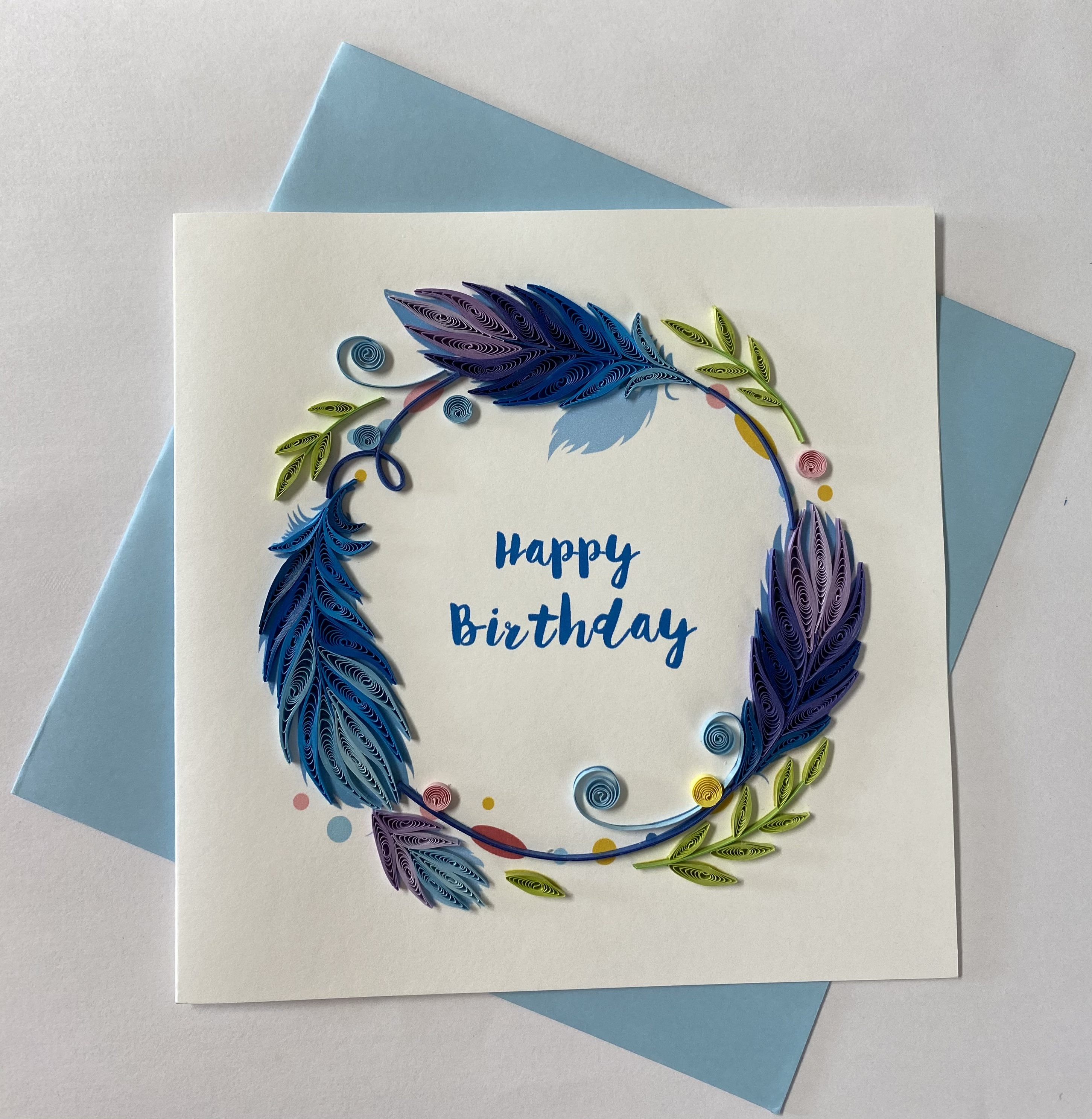 Hand Made Birthday Greeting Card Paper Quilling multi color with