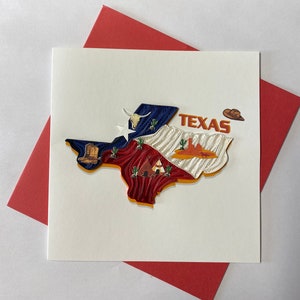 Texas card, Quilling Greeting Card, handmade greeting card, quilling cards, quilled cards, Greeting Card