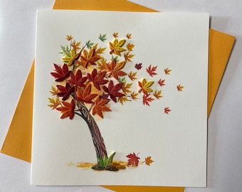 Fall Tree, Quilling Greeting Card, handmade greeting card, quilling cards, quilled cards, Greeting Card