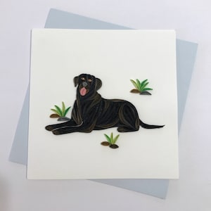 Schwarz Labrador, Hund Quilling Grußkarte, Quilling Karten, Geburtstagskarten, Grußkarten, Handgefertigte Grußkarte Handgemachte Karte