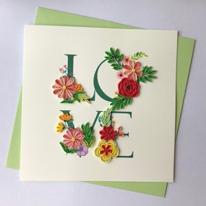 I Love You Card, Quilling Greeting Card, handmade greeting card, quilling cards, quilled cards, Greeting Card