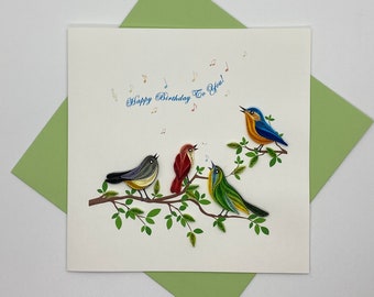 Happy birthday bird Quilling Greeting Card, handmade greeting card, quilling cards, quilled cards, Quilling, Handmade Card