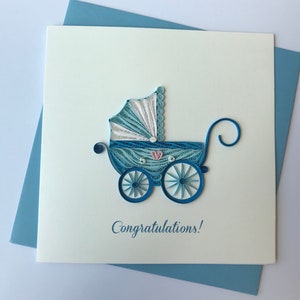 Baby Boy Quilling Wenskaart, handgemaakte wenskaart, quilling kaarten, quilled kaarten
