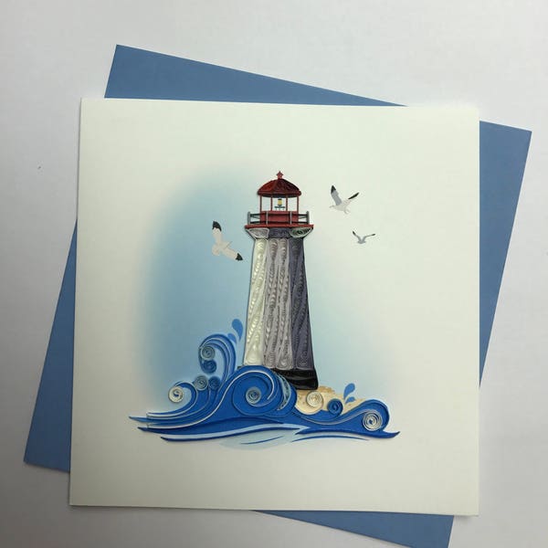 Light House Quilling Greeting Card, Quilling Card, lighthouse, lighthouse card
