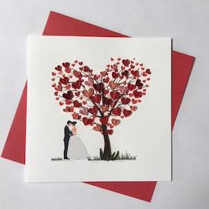 Tarjeta de felicitación de boda hecha a mano, tarjeta de felicitación hecha a mano, tarjetas de filigrana, tarjetas hechas a mano, filigrana, tarjeta hecha a mano