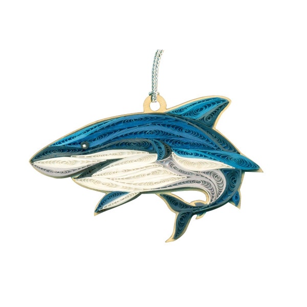 Shark ornament, handmade ornament, quilling, quilled ornament,