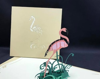 Flamingo 3-d pop up card, 3-D Pop Up Card, 3D Birthday Card, Popup Card, Greeting Card, 3D Popup Card, 3D Popup Greeting Card, PoppinPaper