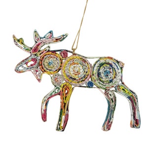 Moose Ornament, Eco-Art, Recycled, Quilled Paper, Christmas Decor, Recycled Handmade Decor, Wall Art, quilling card, quilling ornament