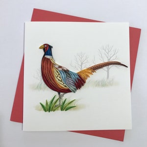 Pheasant Quilling Greeting Card, handmade greeting card, quilling cards, quilled cards, Quilling, Handmade Card