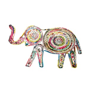 Adorno de elefante, Eco-Arte, Reciclado, Papel acolchado, Decoración de Navidad, Decoración reciclada hecha a mano, Arte de pared, Tarjeta de acolchado, Adorno de acolchado