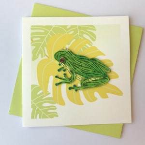 Carte de grenouille, Quilling carte de voeux, carte de voeux fait main, quilling cartes, piquants cartes, carte de voeux