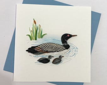 Loon Quilling Greeting Card, handmade greeting card, quilling cards, quilled cards, Quilling, Handmade Card