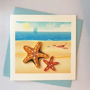 Carte de voeux étoile poisson, Quilling carte de voeux, carte de voeux fait main, quilling cartes, piquants cartes, carte de voeux