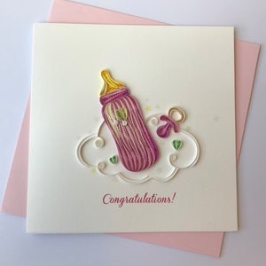 Carte de voeux de bébé de quilling, carte de voeux faite à la main, cartes de quilling, cartes de quilled,