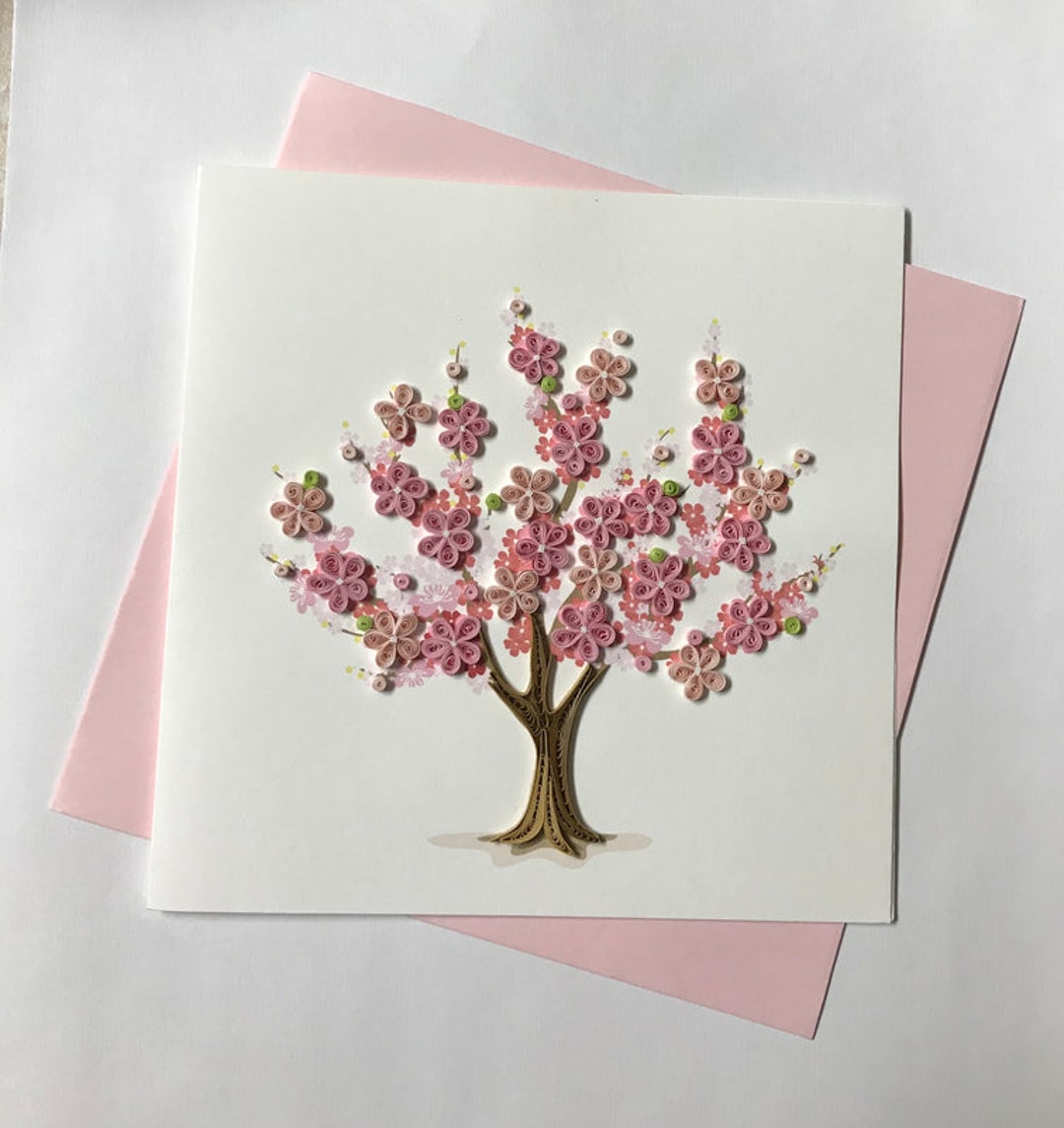 Cherry Blossom Tree, Flower Card, Quilling Greeting Card, Handmade Greeting Card, Quilling Cards